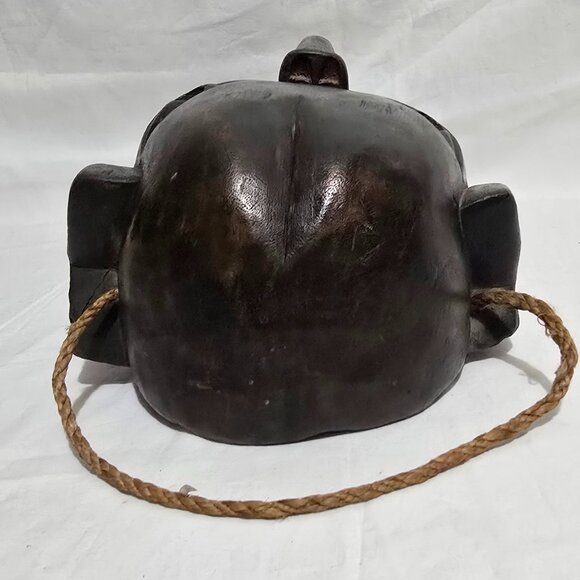 Hand Carved African Wooden Elephant Mask 12 1/2" H X 8" W x 5 1/4" D - Picture 6 of 6